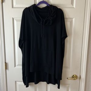 Steve Madden Cowl Neck Poncho Tunic, Black with front‎ pocket- OSFM